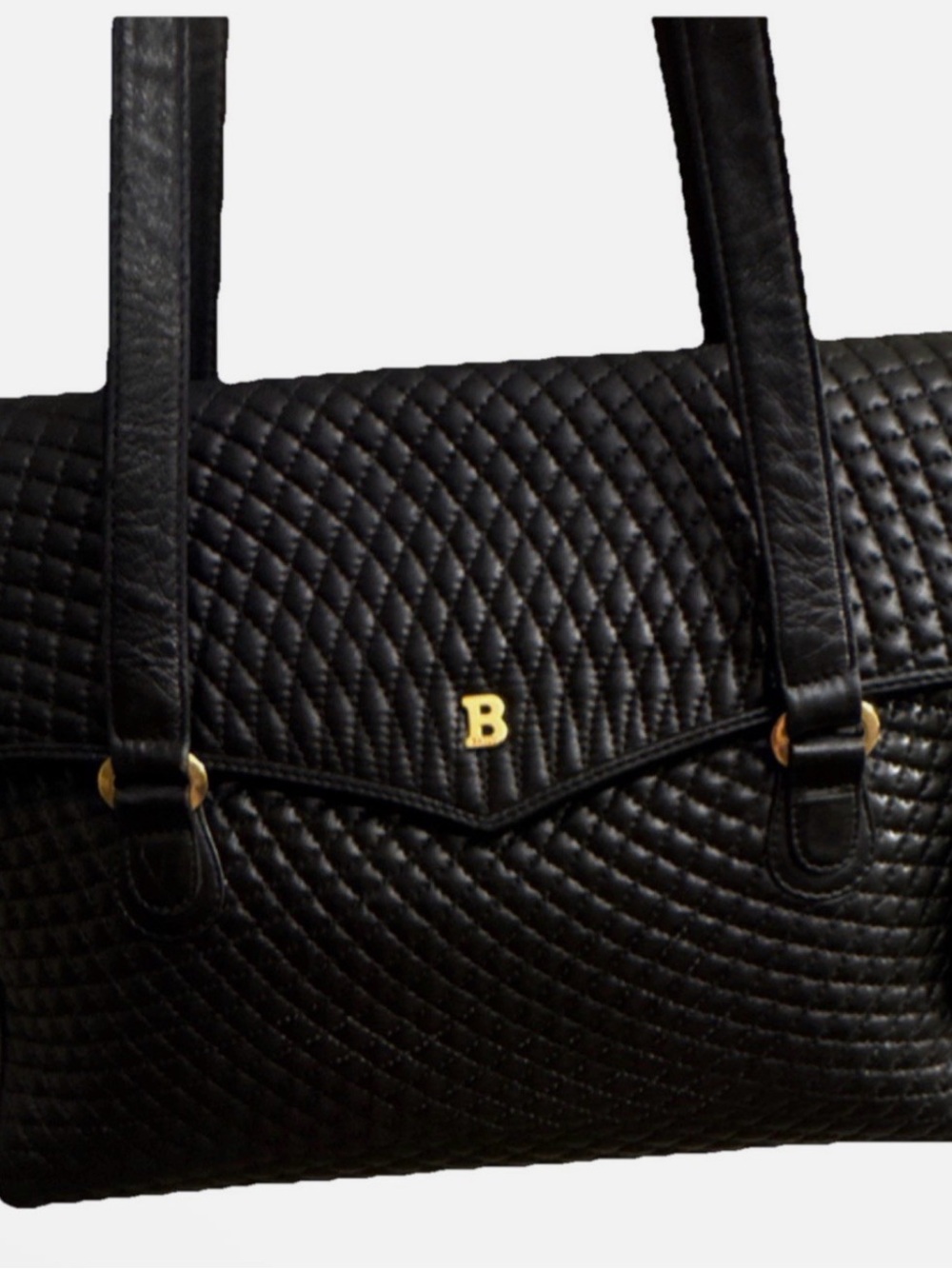 Bally Black Quilted Leather Tote with Gold 'B' Accent